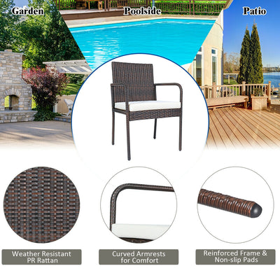 4 PCS Outdoor Patio Rattan Dining Chairs Cushioned Sofa