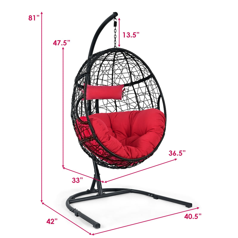 Hanging Cushioned Hammock Chair with Stand