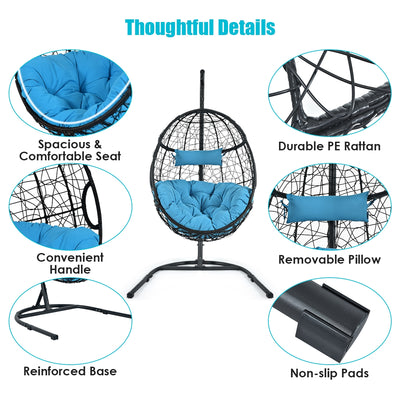 Hanging Cushioned Hammock Chair with Stand