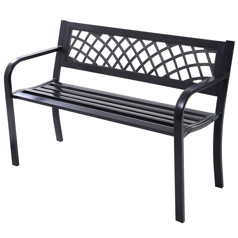 Patio Park Garden Steel Frame Bench Perfect for Outdoors