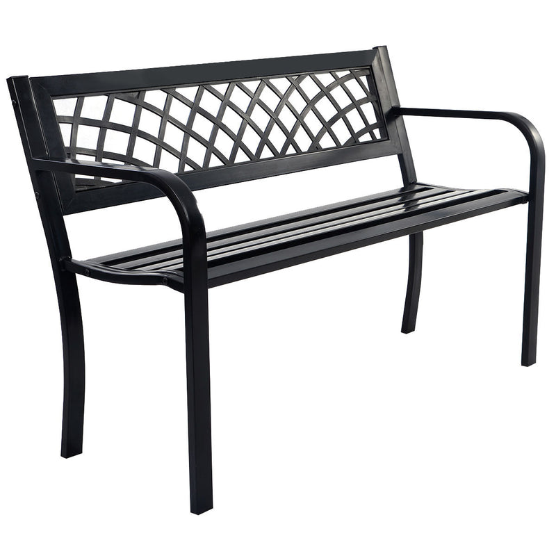 Patio Park Garden Steel Frame Bench Perfect for Outdoors