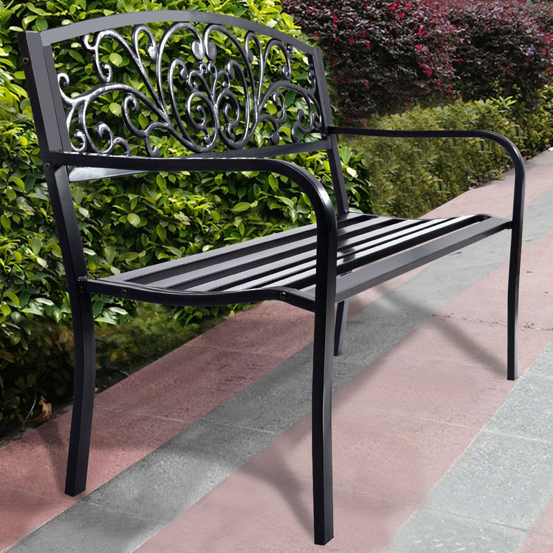 Outdoor Durable Steel Frame Bench for Park Garden Patio