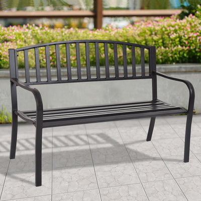 Outdoor Bench Powder-Coated Metal Construction