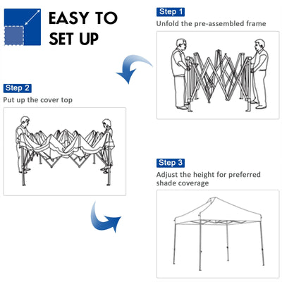 10' x 10' Height Adjustable Portable Canopy Tent with Roller Bag
