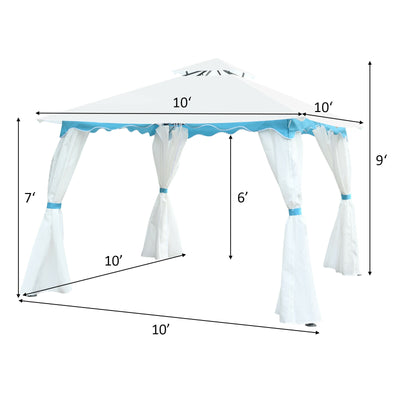 2-Tier Patio Gazebo Canopy Tent with Closable with Side Walls
