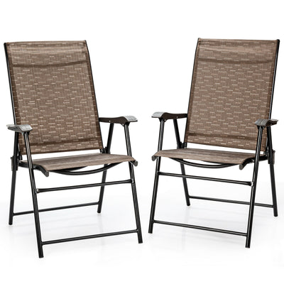 2 Pcs Outdoor Patio Folding Chair with Armrest