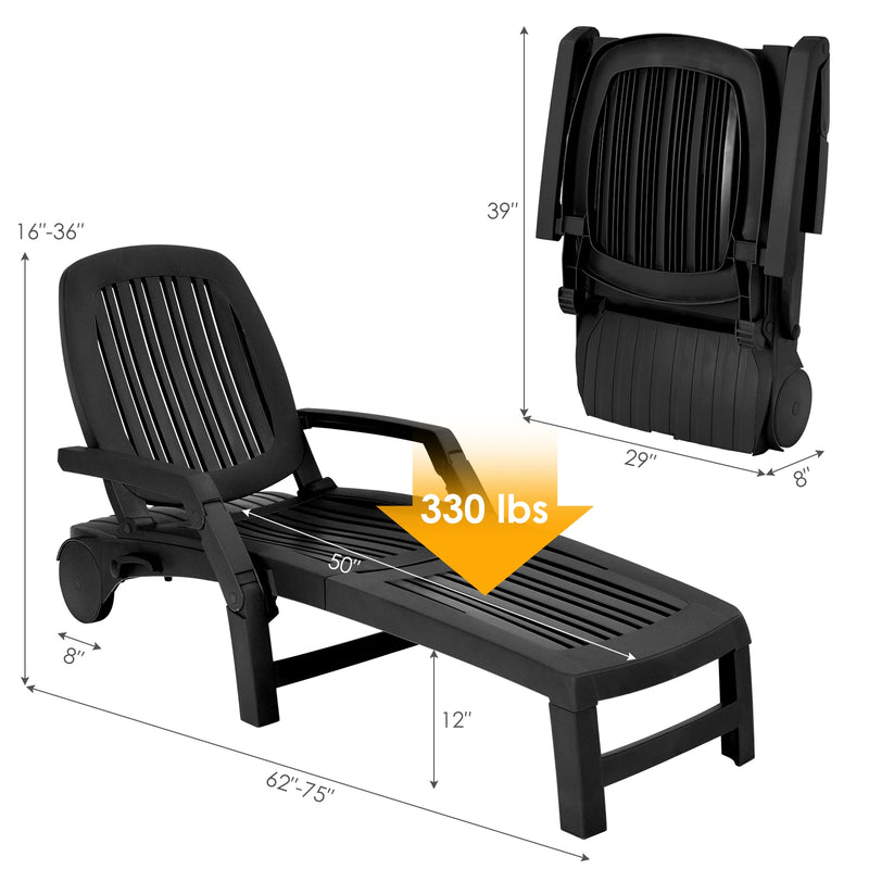 Adjustable Patio Sun Lounger with Weather Resistant Wheels