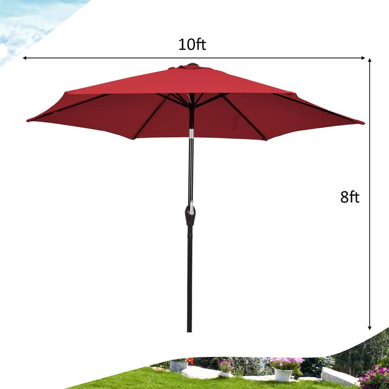 10ft Outdoor Patio Umbrella with Push Button Tilt Control