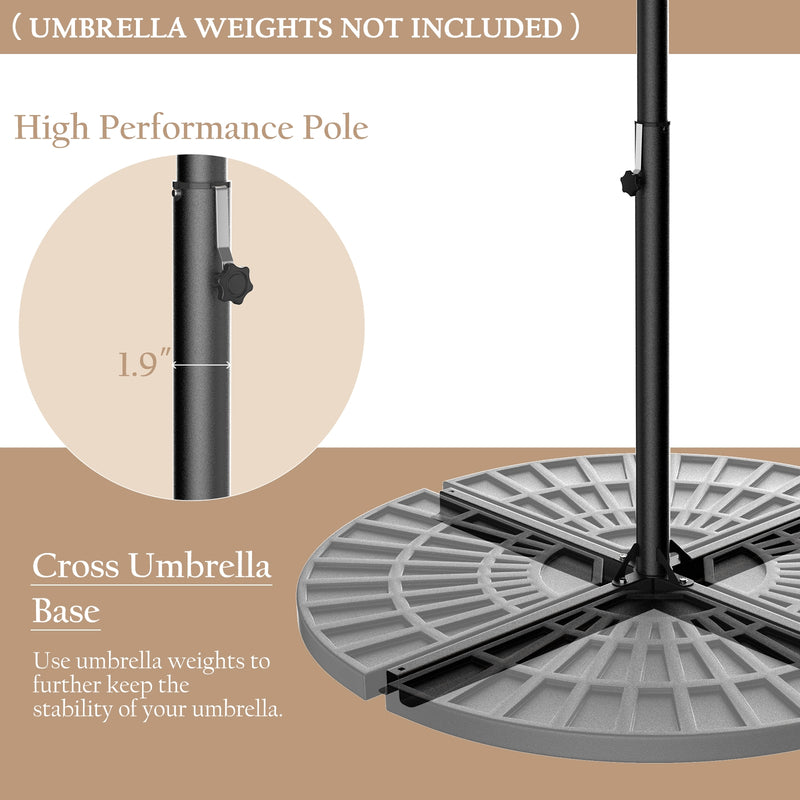 10 Feet Patio Umbrella with Cross Base and Solar LED