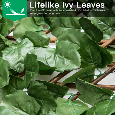 3 Pcs Retractable Artificial Leaf Faux Ivy Privacy Fence Panel