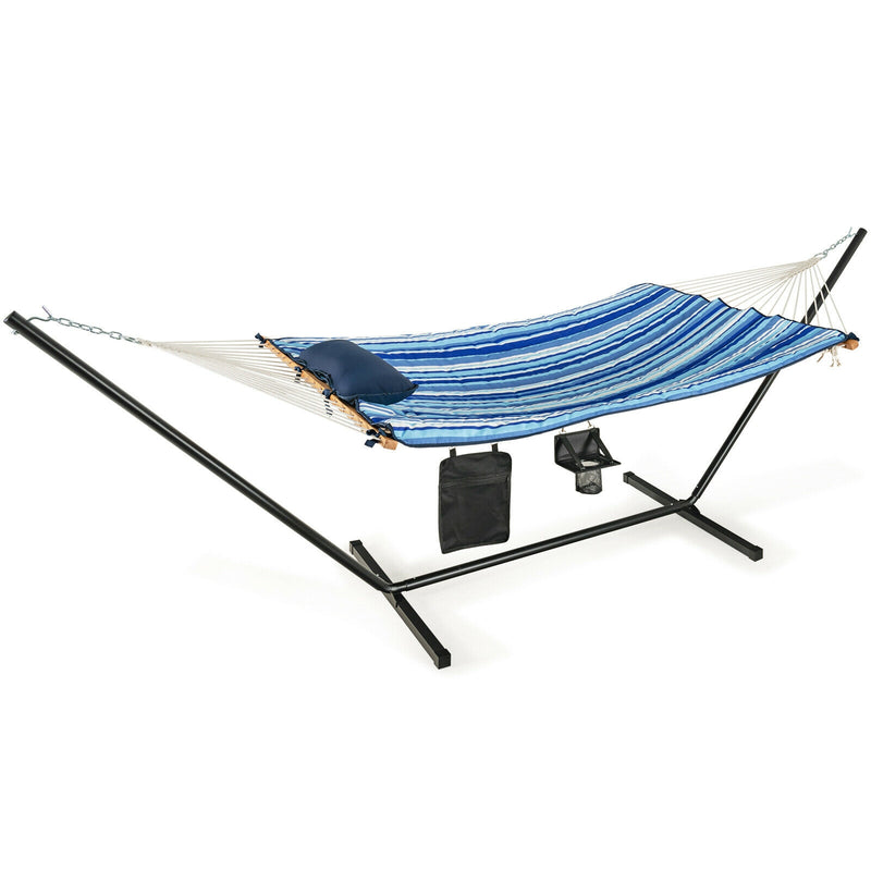 Hammock Chair Stand Set Cotton Swing with Pillow Cup Holder