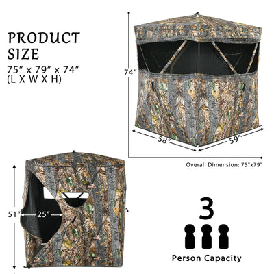 3 Person Portable Surround View Tent with Slide Mesh Window
