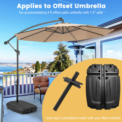 Fillable Universal Offset Umbrella Base with Cross Base and Wheels