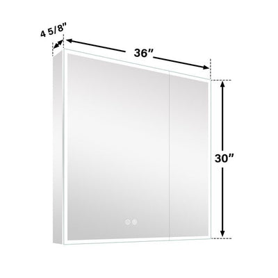36"x30" LED Bathroom Medicine Cabinet with Lights, Medicine Cabinet with Mirror, Defogger, Dimmer, Memory Function, Anodized Aluminum