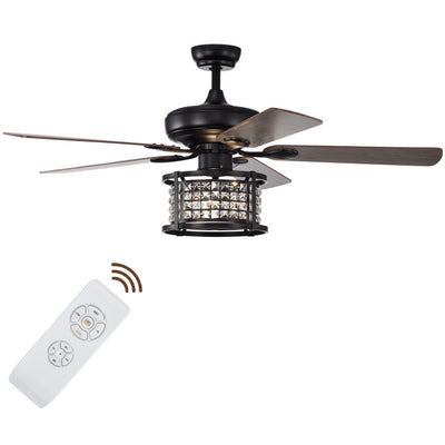 52 Inch 3-Speed Crystal Ceiling Fan Light with Remote Control
