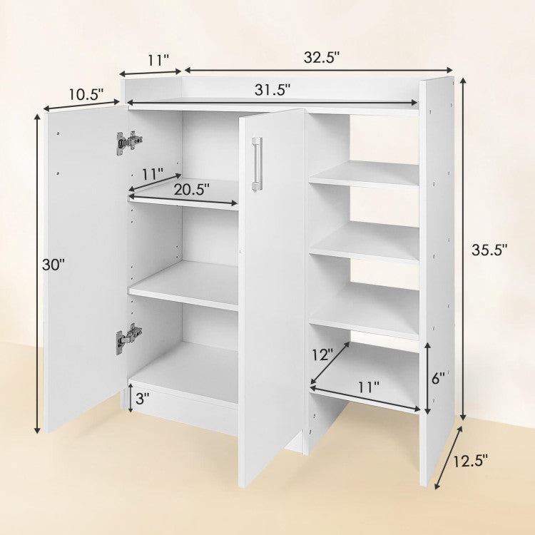 Freestanding Shoe Cabinet with 3-Postition Adjustable Shelves