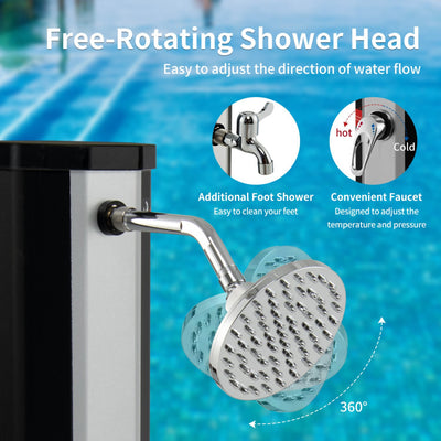 7.2 Feet 9.3 Gallon Solar Heated Shower with Adjustable Head and Foot Tap