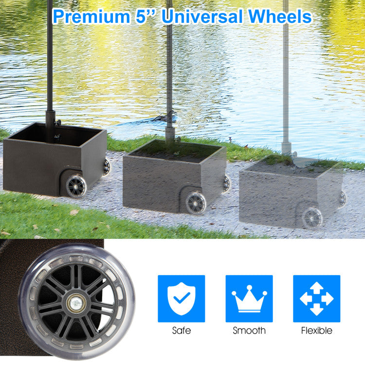 150 Pounds Patio Umbrella Base Stand Wheels Planter Outdoor