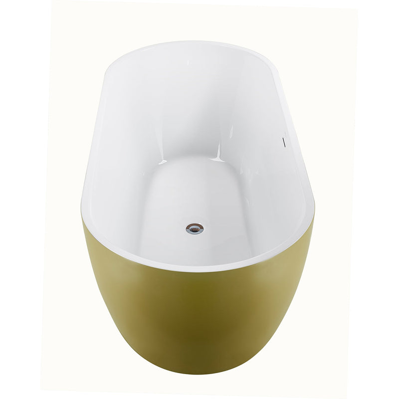 28-in W x 59-in L with Polished Chrome Trim Acrylic Oval Freestanding Soaking Bathtub
