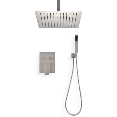 Ceiling Mounted Shower System Combo Set with Handheld and 12 in. Shower head