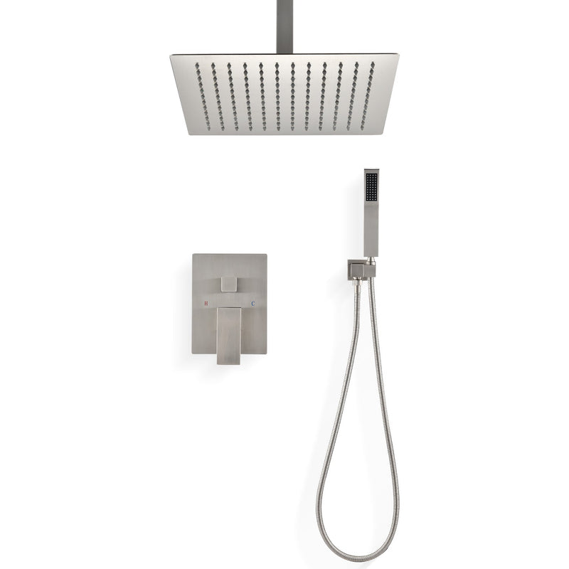 Ceiling Mounted Shower System Combo Set with Handheld and 16 in. Shower head