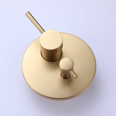 Wall Mount Brushed Gold Round Shower Head Faucet Set