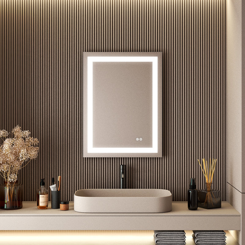 24 in. W x 32 in. H Frameless Rectangular LED Light Bathroom Mirror