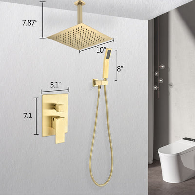 Ceiling Mounted Shower System Combo Set with Handheld and 10 in. Shower head
