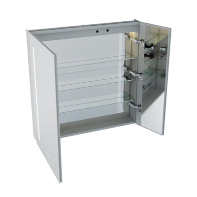 30-in x 30-in Lighted LED Surface/Recessed Mount Aluminum Mirrored Medicine Cabinet with Outlet