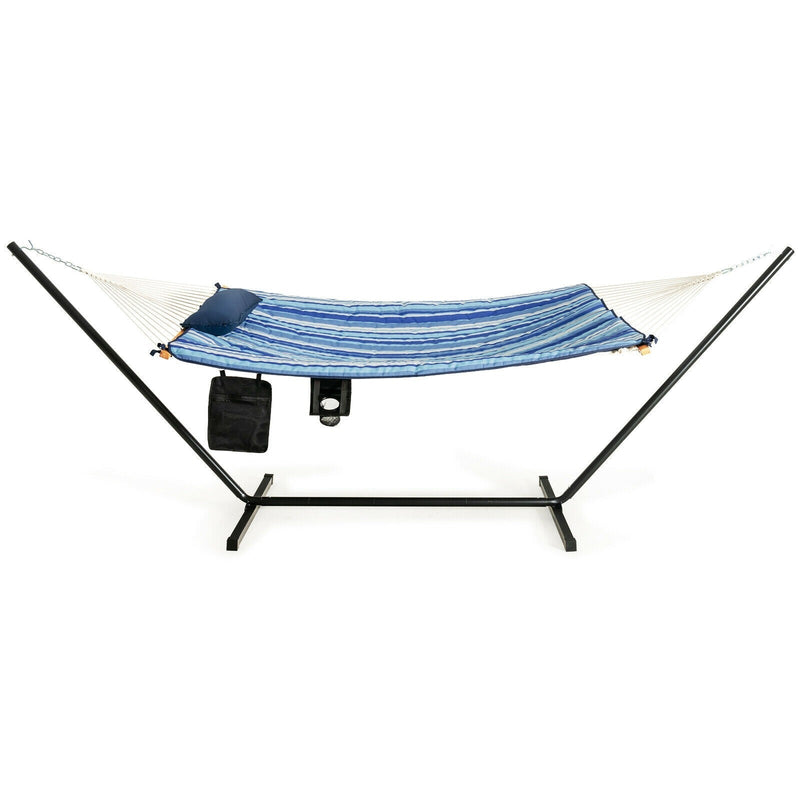 Hammock Chair Stand Set Cotton Swing with Pillow Cup Holder