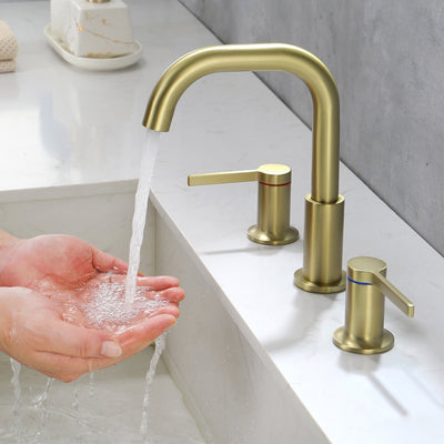 8 in. Widespread Double Handle Brass 3 Hole Bathroom Sink Faucet
