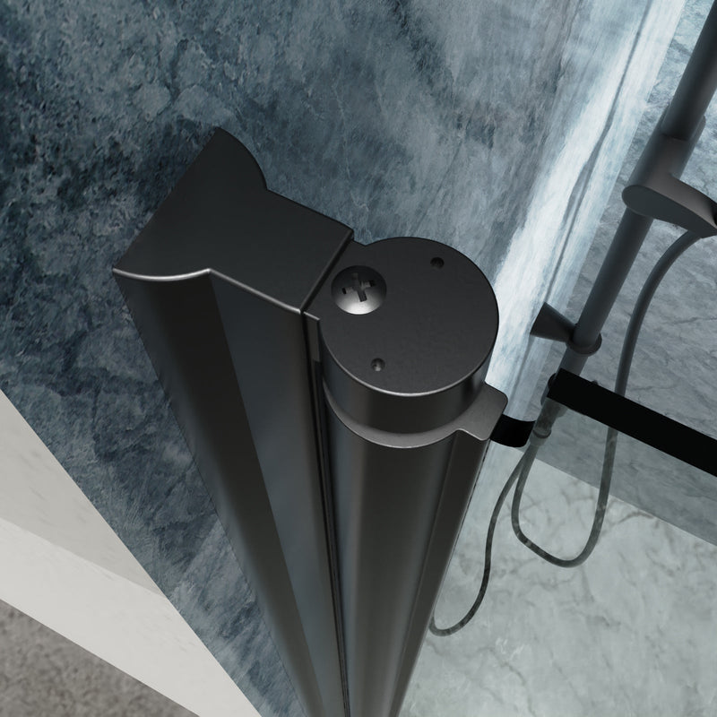 32inch x 72inch Pivot Shower Door Matte Black Frosted Glass Shower Door with Handle