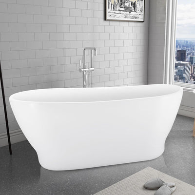 31-in W x 63-in L White Acrylic Freestanding Soaking Bathtub