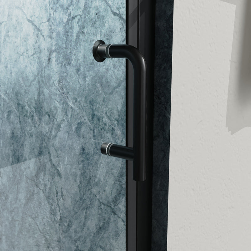 30inch x 72inch Pivot Shower Door Matte Black Frosted Glass Shower Door with Handle