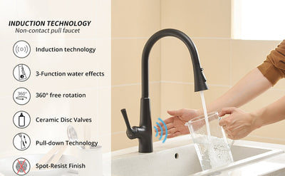 Single Handle Touch Pull Down Sprayer Kitchen Faucet with 360 Rotation