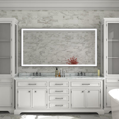 72 in. W x 36 in. H Rectangular Framed LED Light Wall Vertical/Horizontal Bathroom Vanity Mirror in Alumi