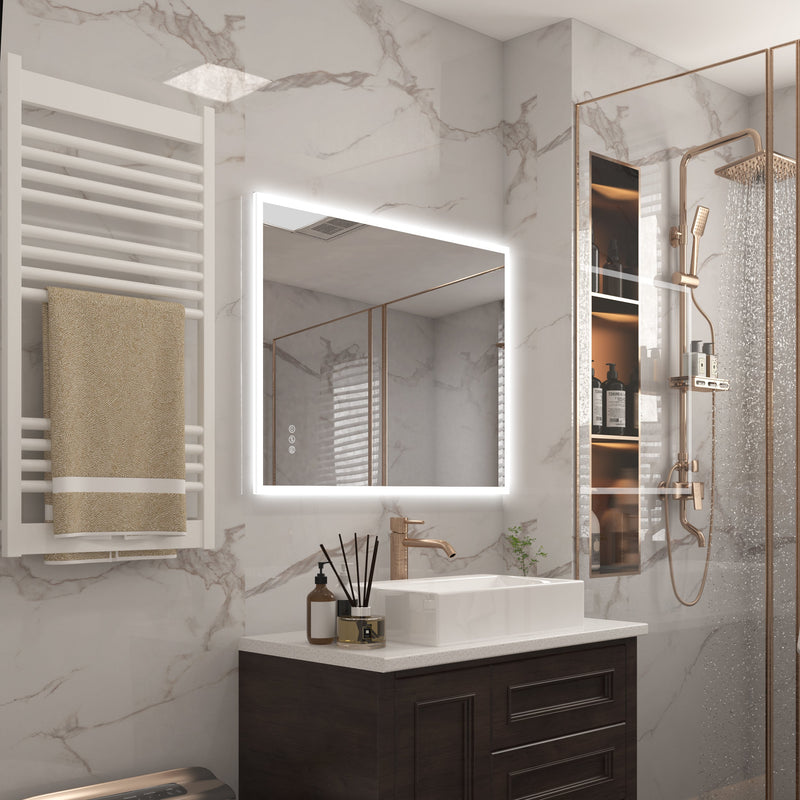 28 in. W x 36 in. H Rectangular Frameless Anti-Fog LED Light Dimmable Wall Mount Premium Bathroom Vanity Mirror