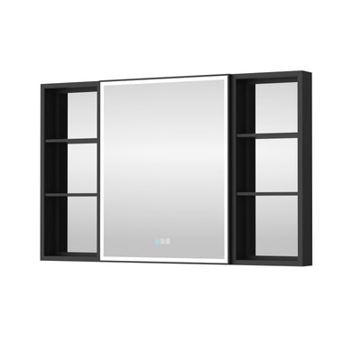 48 in. x 30 in. Black Aluminum Medicine Cabinet with Mirror and LED Light