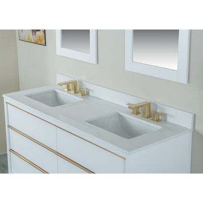 60 in. W x 22 in. D x 35 in. H Bathroom Vanity in White with Carrara White Quartz Vanity Top