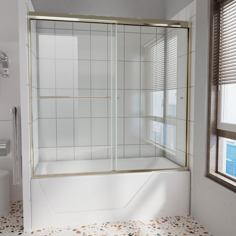 56inch - 60inch W x 58inch H Single Sliding Frameless Tub Door with Clear Glass