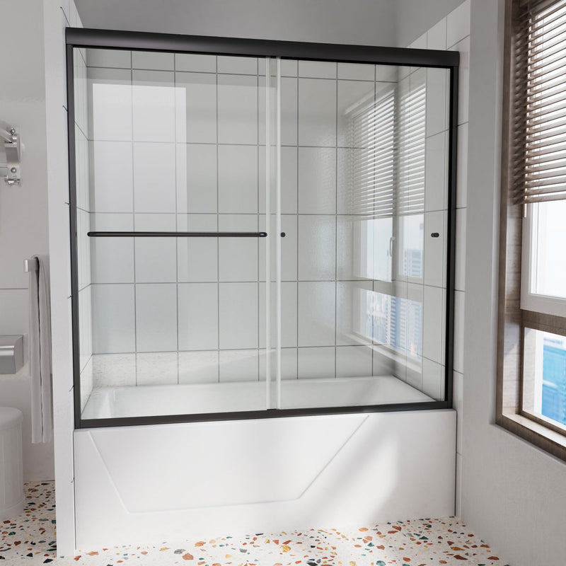 56inch - 60inch W x 58inch H Single Sliding Frameless Tub Door with Clear Glass