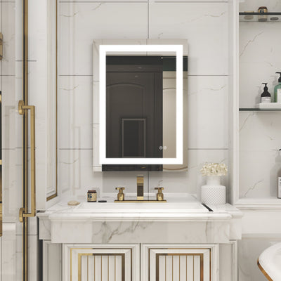 20 in. W x 28 in. H Frameless Rectangular LED Light Bathroom Mirror