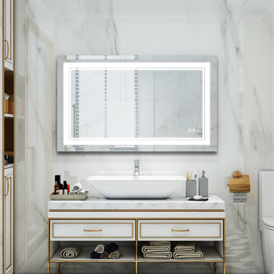 40 in. W x 24 in. H Frameless Rectangular LED Light Wall Mount Bathroom Mirror