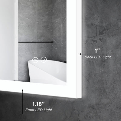 40-in W x 32-in H LED Lit Mirror Rectangular Fog Free Frameless Bathroom Vanity Mirror