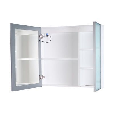 30 in. W x 28 in. H Rectangular Surface Mount LED Mirror Medicine Cabinet in White