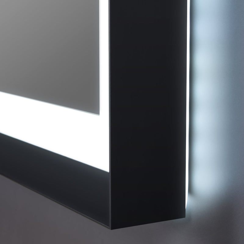 84 in. W x 40 in. H Large Rectangular Framed LED Light Anti-Fog Wall Bathroom Vanity Mirror in Black