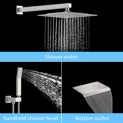 Rain Mixer Shower Faucet Set with Waterfall Tub Spout