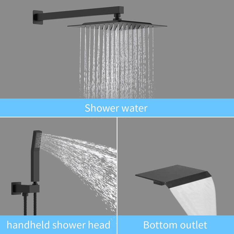Rain Mixer Shower Faucet Set with Waterfall Tub Spout