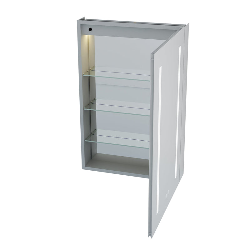 20-in x 30-in Lighted LED Surface/Recessed Mount Mirrored Rectangle Medicine Cabinet with Outlet Right Side