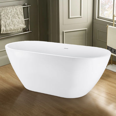38-in W x 65-in L White Acrylic Freestanding Soaking Bathtub